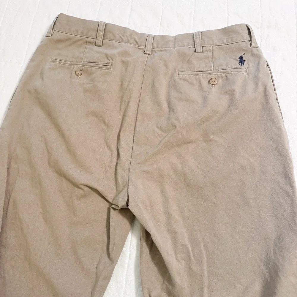 Polo Ralph Lauren Ethan Pant Mens 35x32 Khaki Tan‎ Double Pleated Chino